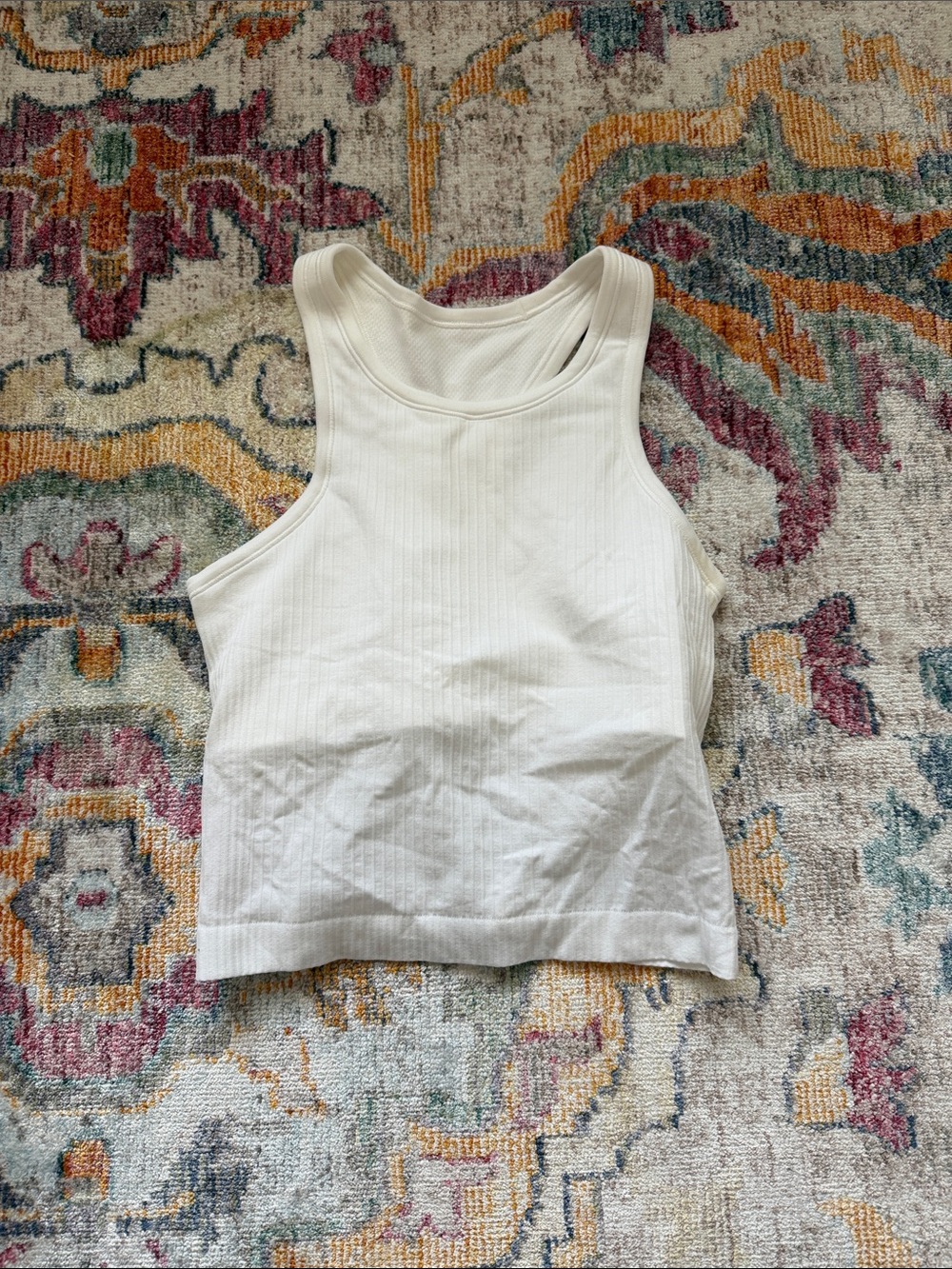 Lululemon White Ribbed Cropped Tank